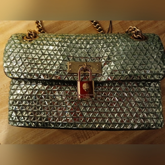 Kurt Geiger NWT Mint Green Glass Stone Brixton Bag W/Dustbag - Picture 10 of 12